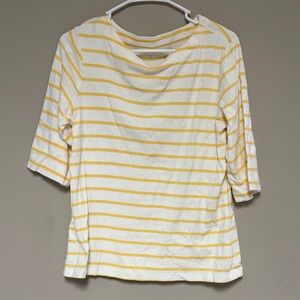 Christopher & Banks Yellow and White Striped Long Sleeve Top